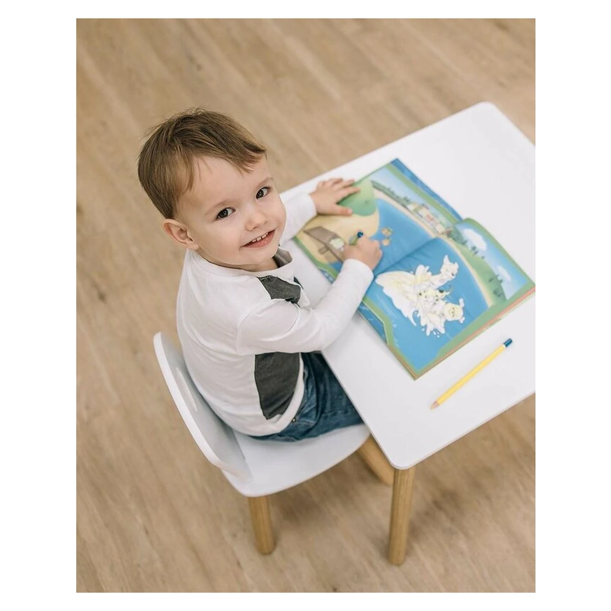 Set masuta si doua scaune, FreeON, Athena, , Din lemn, Alb 6 ani [11]