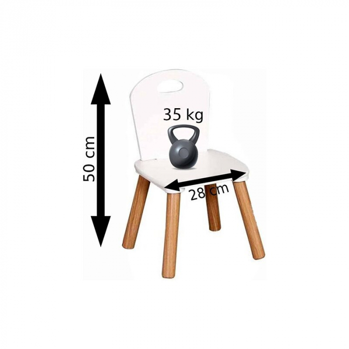 Set masuta si doua scaune, FreeON, Athena, Pentru copii, Din lemn, Alb [13]