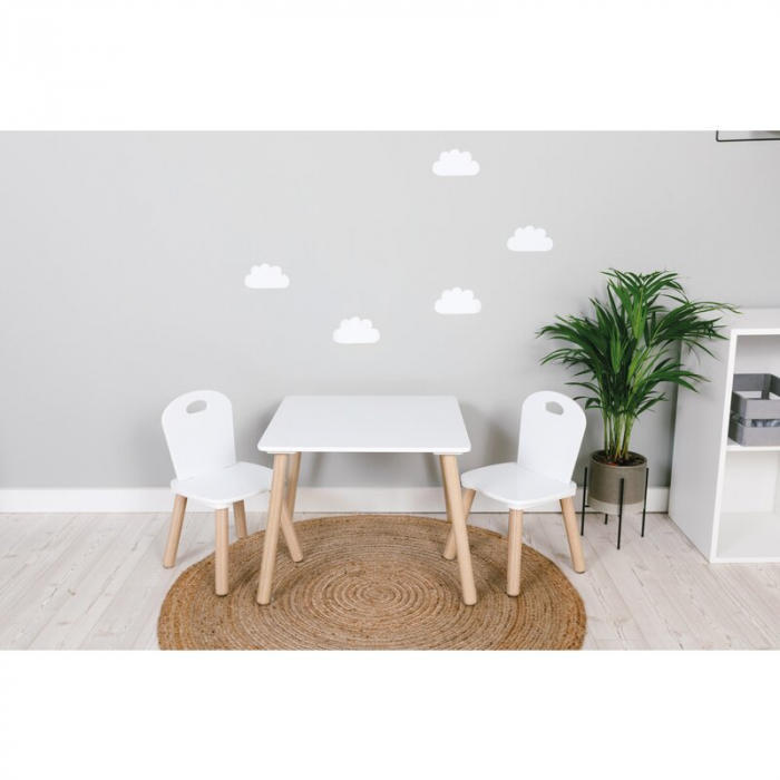 Set masuta si doua scaune, FreeON, Athena, Pentru copii, Din lemn, Alb [9]