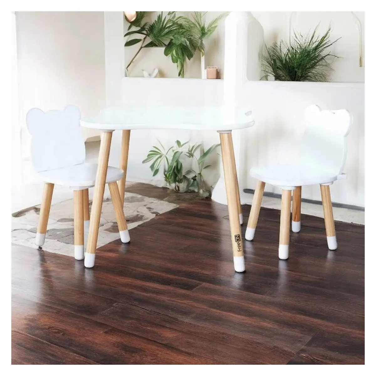 Set masuta si doua scaune, FreeON, Bear, , Din lemn, Alb 6 ani [11]