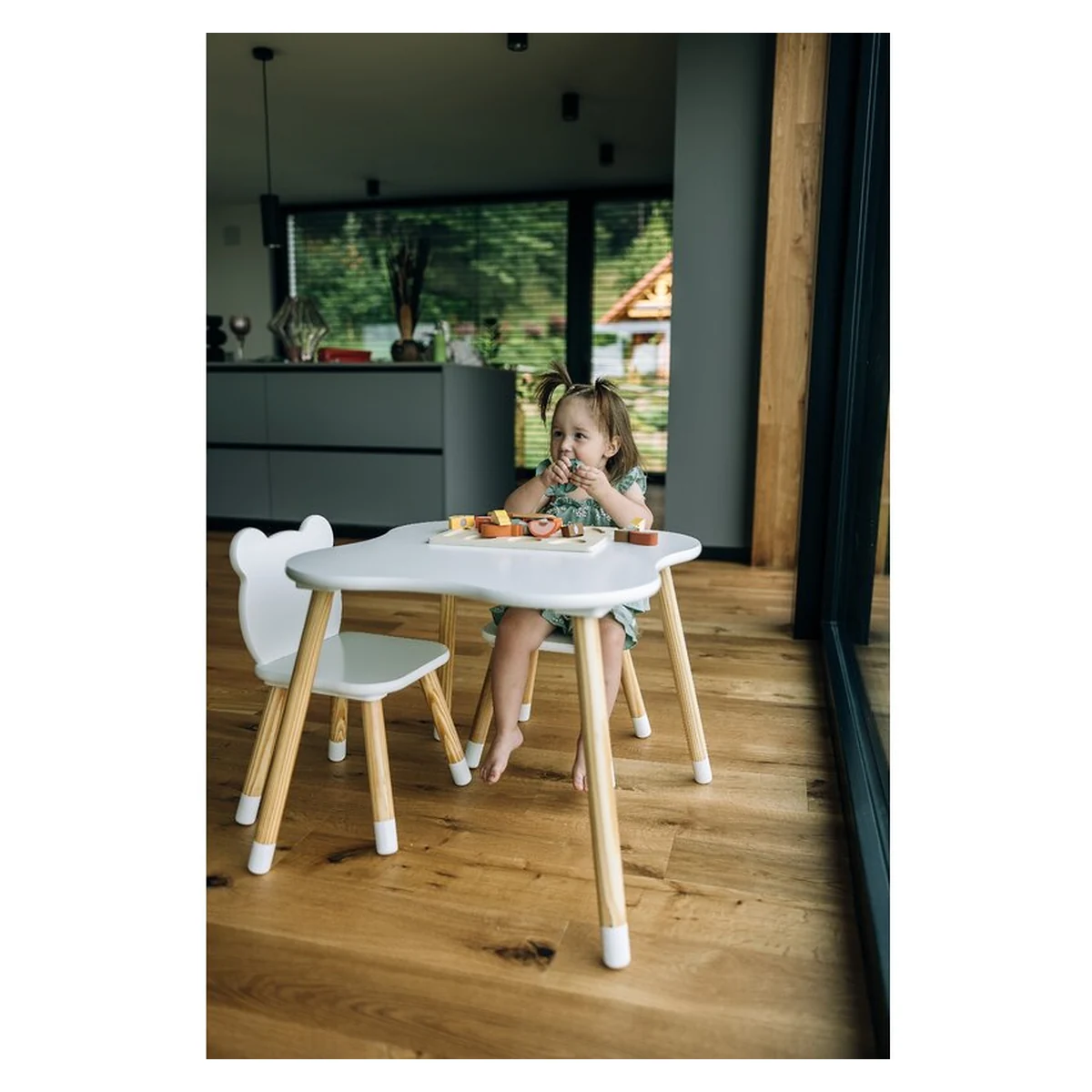 Set masuta si doua scaune, FreeON, Bear, , Din lemn, Alb 6 ani [8]