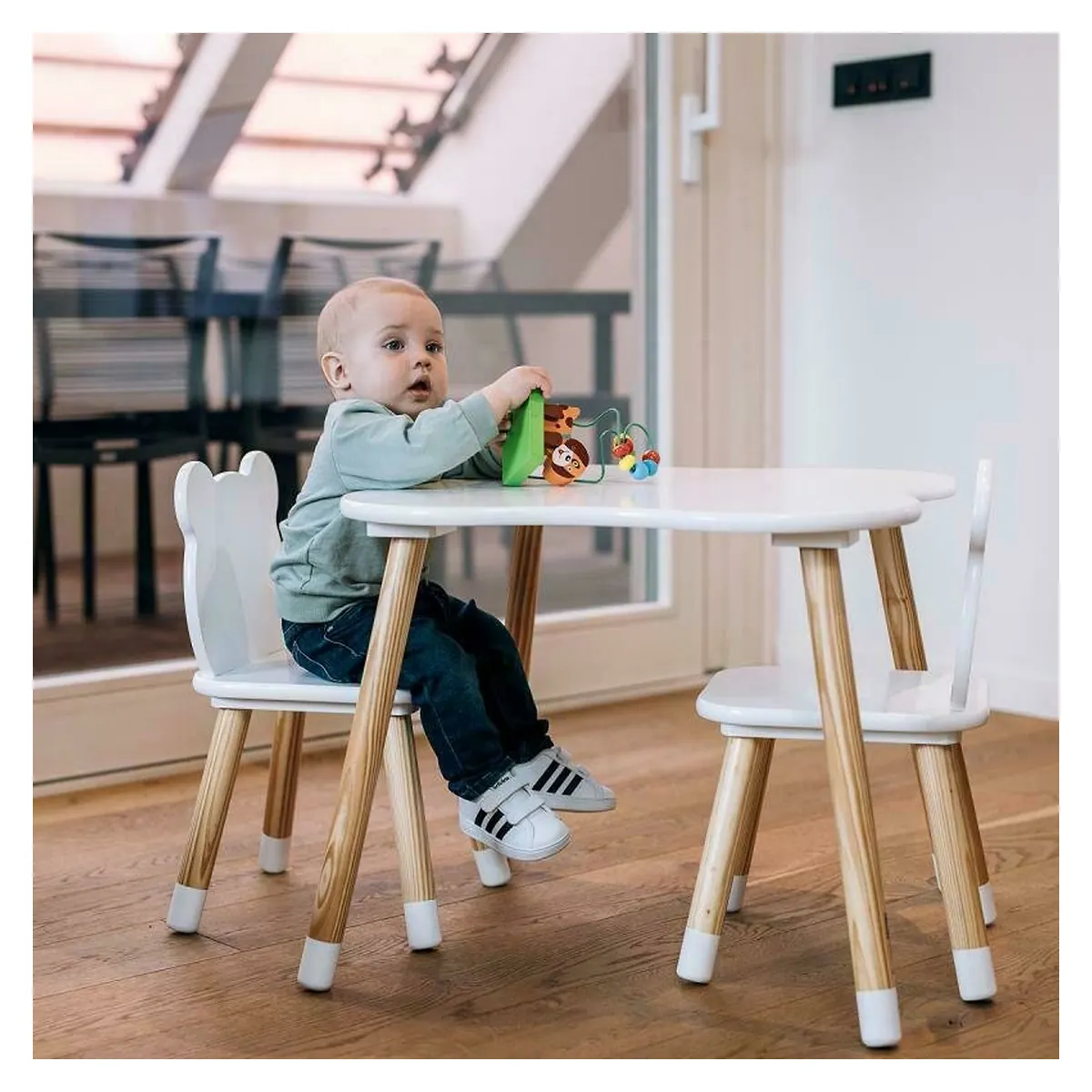 Set masuta si doua scaune, FreeON, Bear, , Din lemn, Alb 6 ani [5]