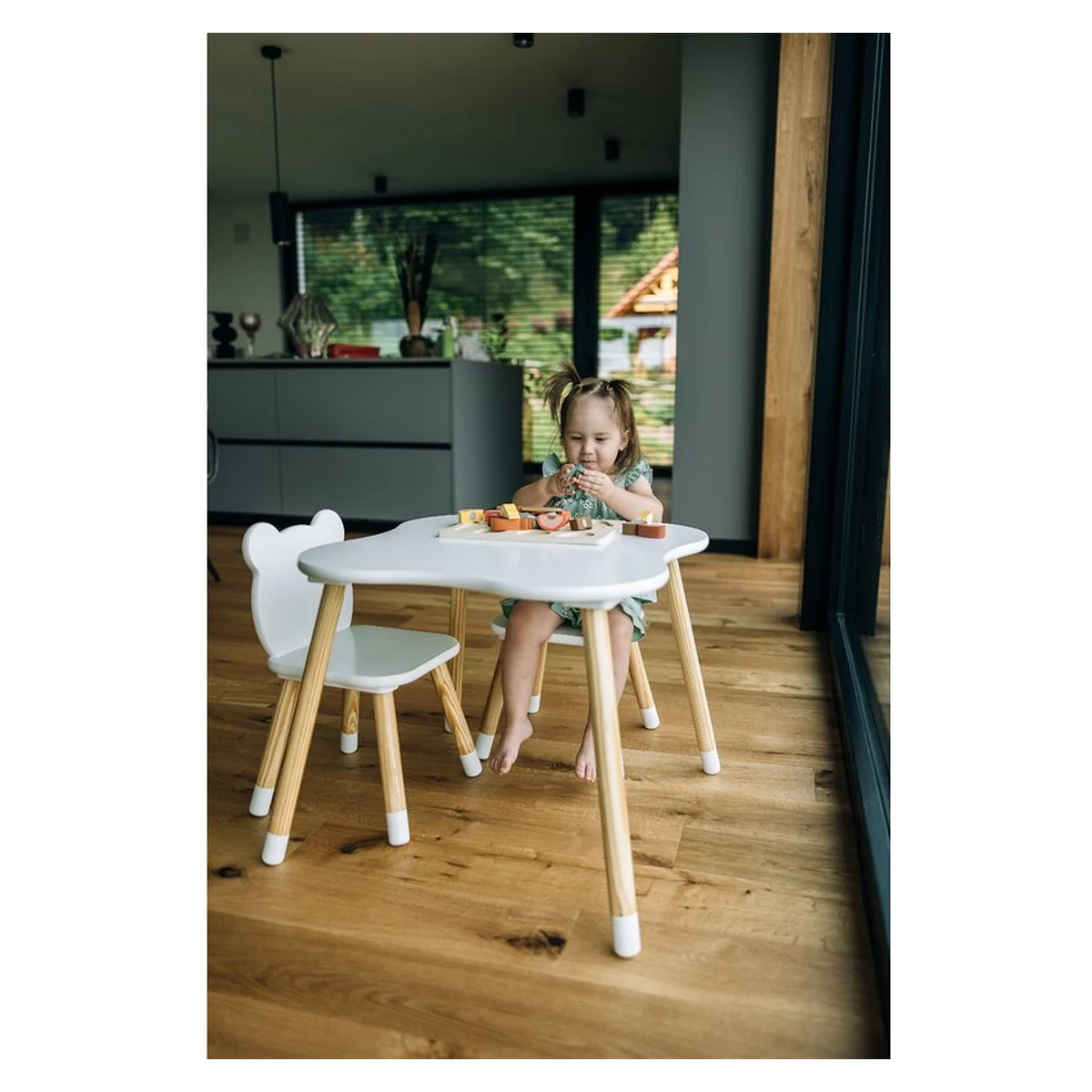 Set masuta si doua scaune, FreeON, Bear, , Din lemn, Alb 6 ani [7]