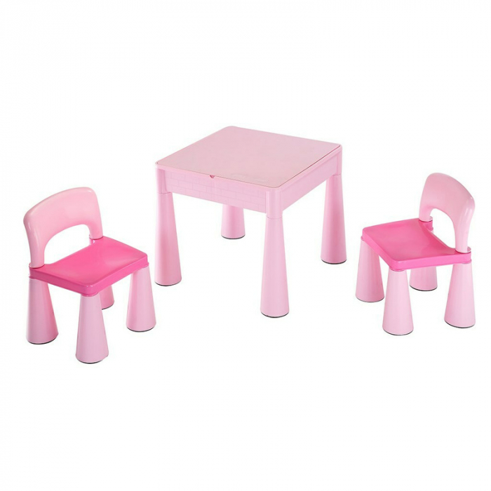 Set masuta si doua scaune, New Baby, Pentru copii, Pink, Parte reversibila pentru Lego Duplo [3]