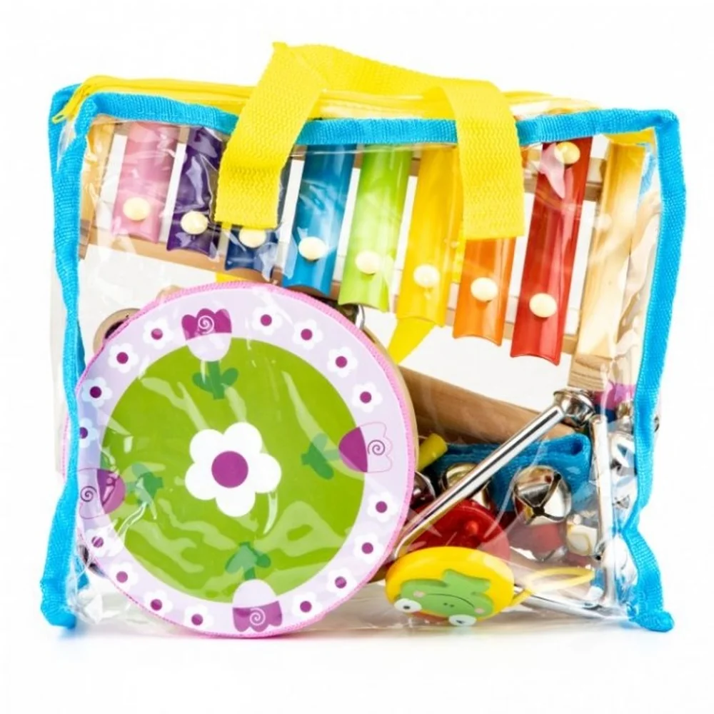 Set muzical din lemn cu 14 instrumente + geanta Ecotoys [1]
