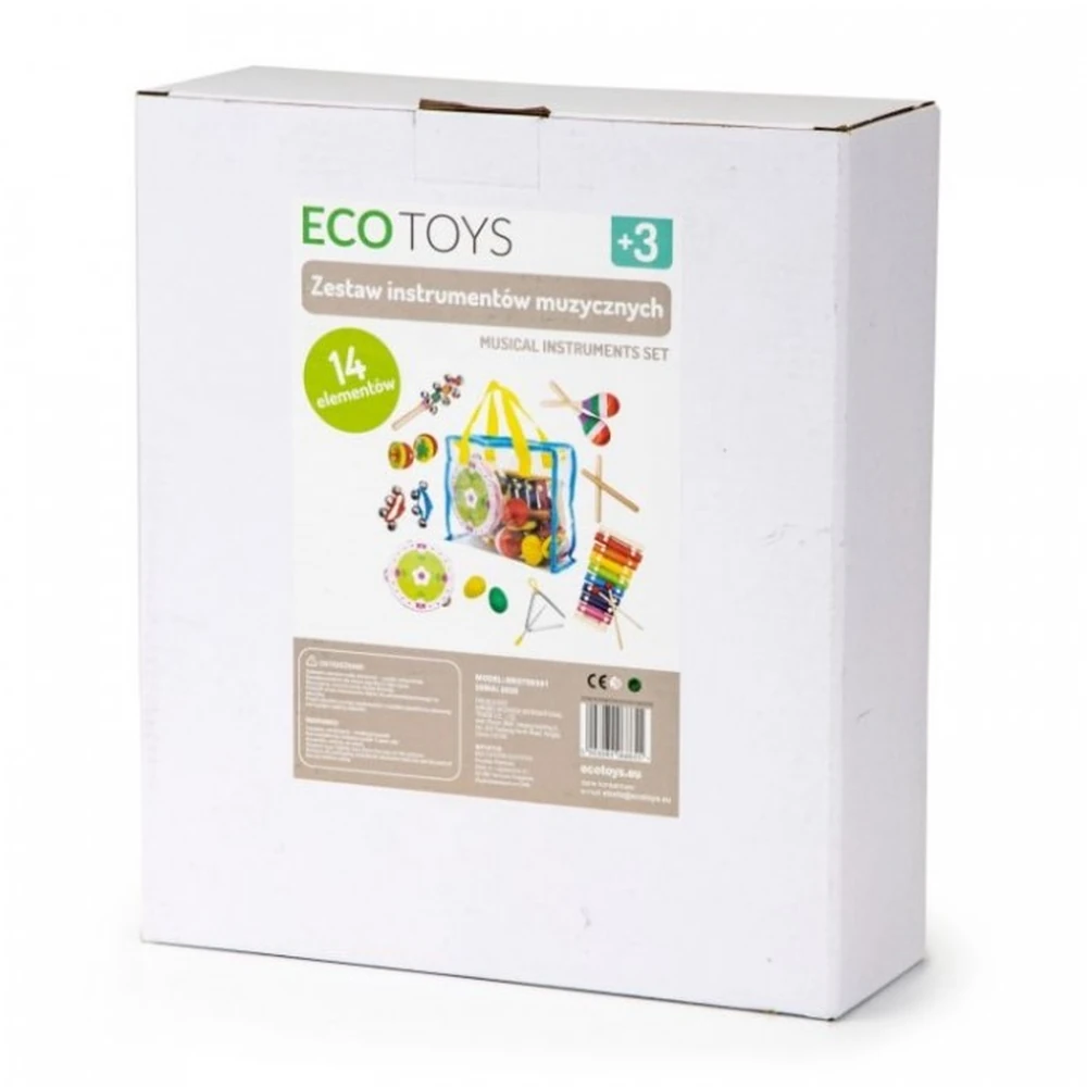 Set muzical din lemn cu 14 instrumente + geanta Ecotoys [3]