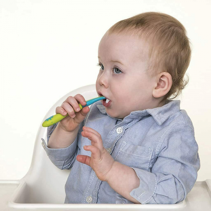 Set periute de dinti, Nuby, Pentru copii, Non-toxice, 3 bucati, Varsta: 3+, 6+, 12+ luni, Albastru [2]