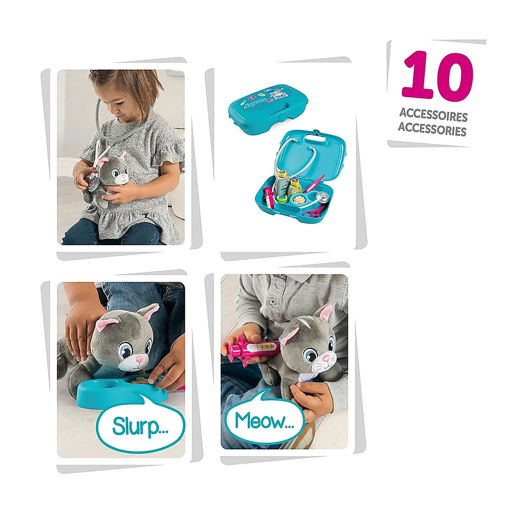 Set Smoby Veterinary Case, trusa veterinar cu pisica, cusca de transport si accesorii [3]