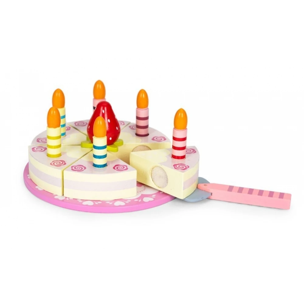 Set tort aniversar si accesorii din lemn, 16 elemente, Ecotoys [3]