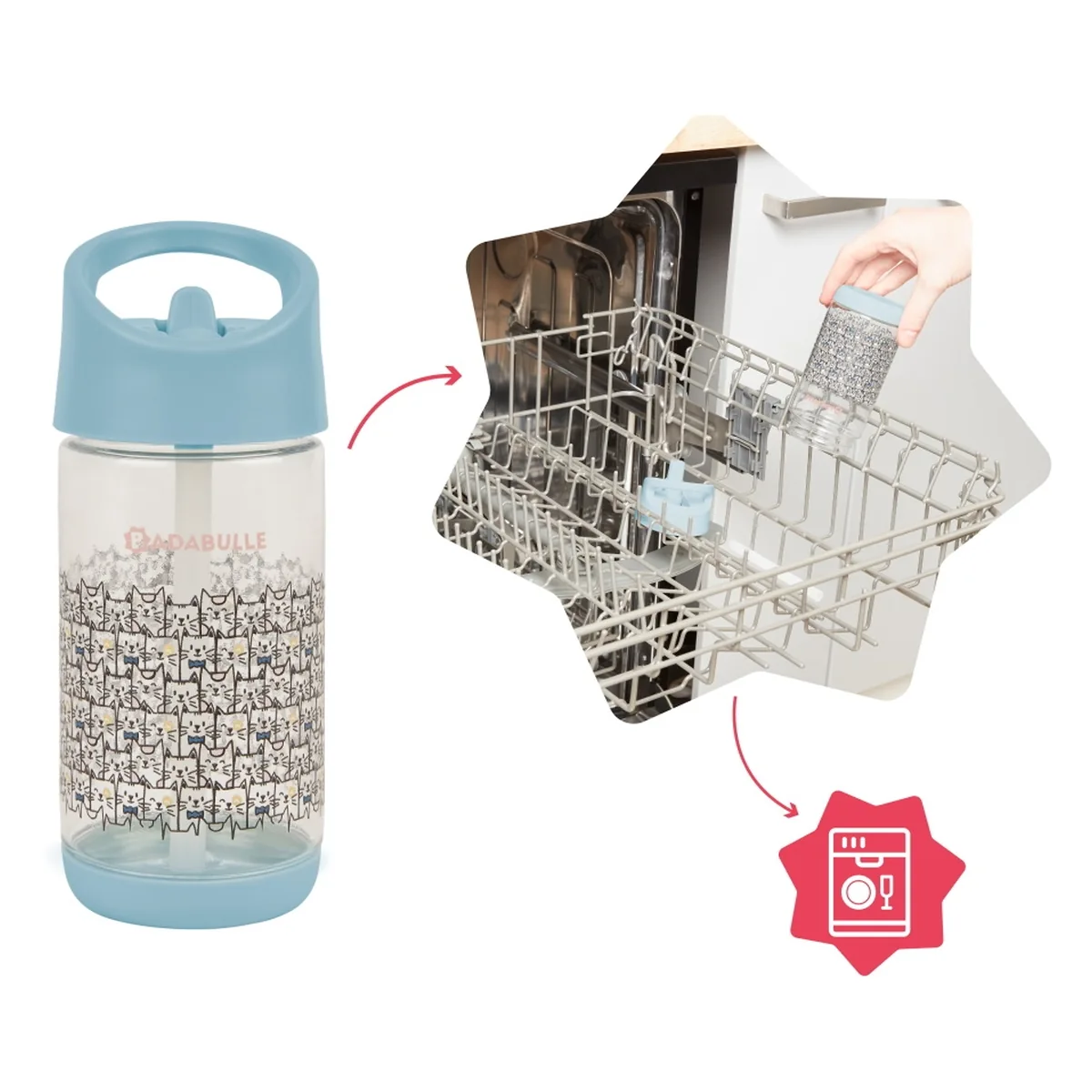 Sticla cu pai cu pisici Badabulle [4]