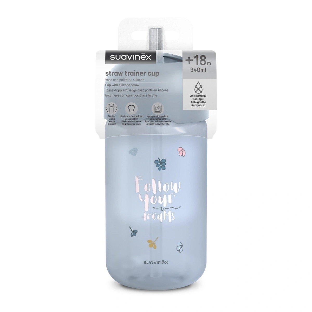 Sticlă de apă fără picurare, Bears, 340 ml, albastru, Suavinex [3]