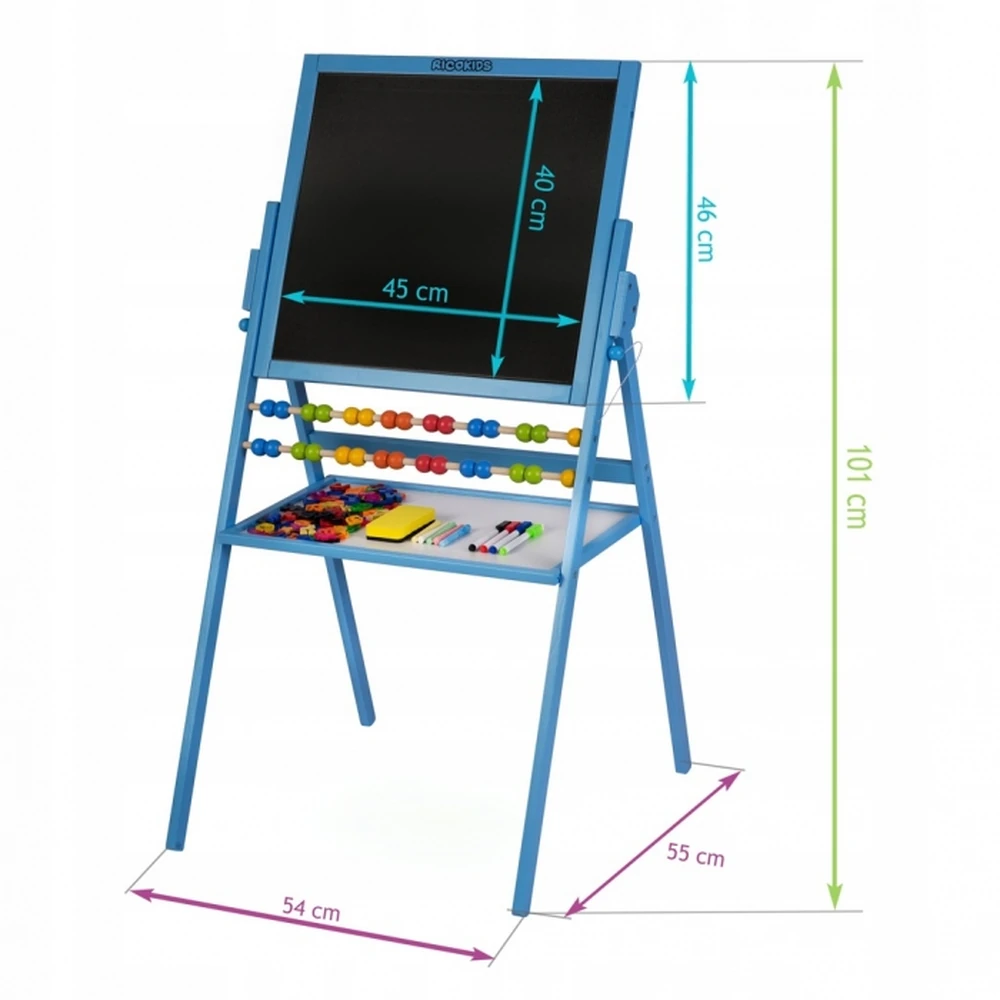 Tabla Educationala Cu Doua Fete Si Accesorii Ricokids, Albastru [4]