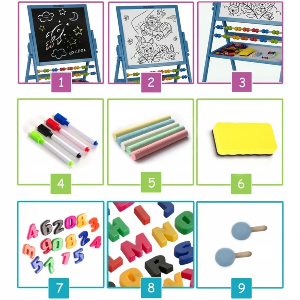 Tabla Educationala Cu Doua Fete Si Accesorii Ricokids, Albastru [3]