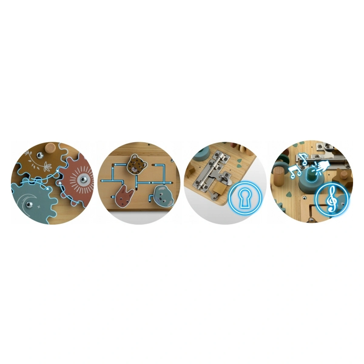 Tabla educationala din lemn cu diverse activitati, 32.5 x 24 cm, Nukido [3]