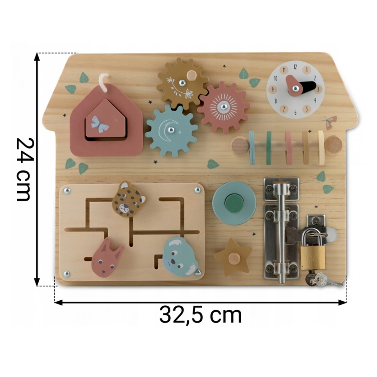 Tabla educationala din lemn cu diverse activitati, 32.5 x 24 cm, Nukido [9]