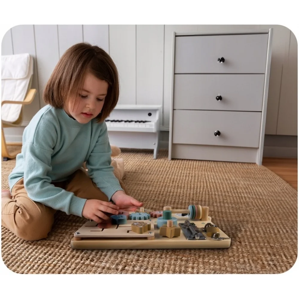 Tabla educationala din lemn cu diverse activitati, 32.5 x 24 cm, Nukido [2]