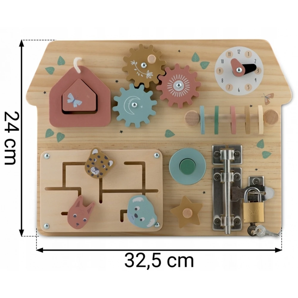 Tabla educationala din lemn cu diverse activitati, 32.5 x 24 cm, Nukido [9]