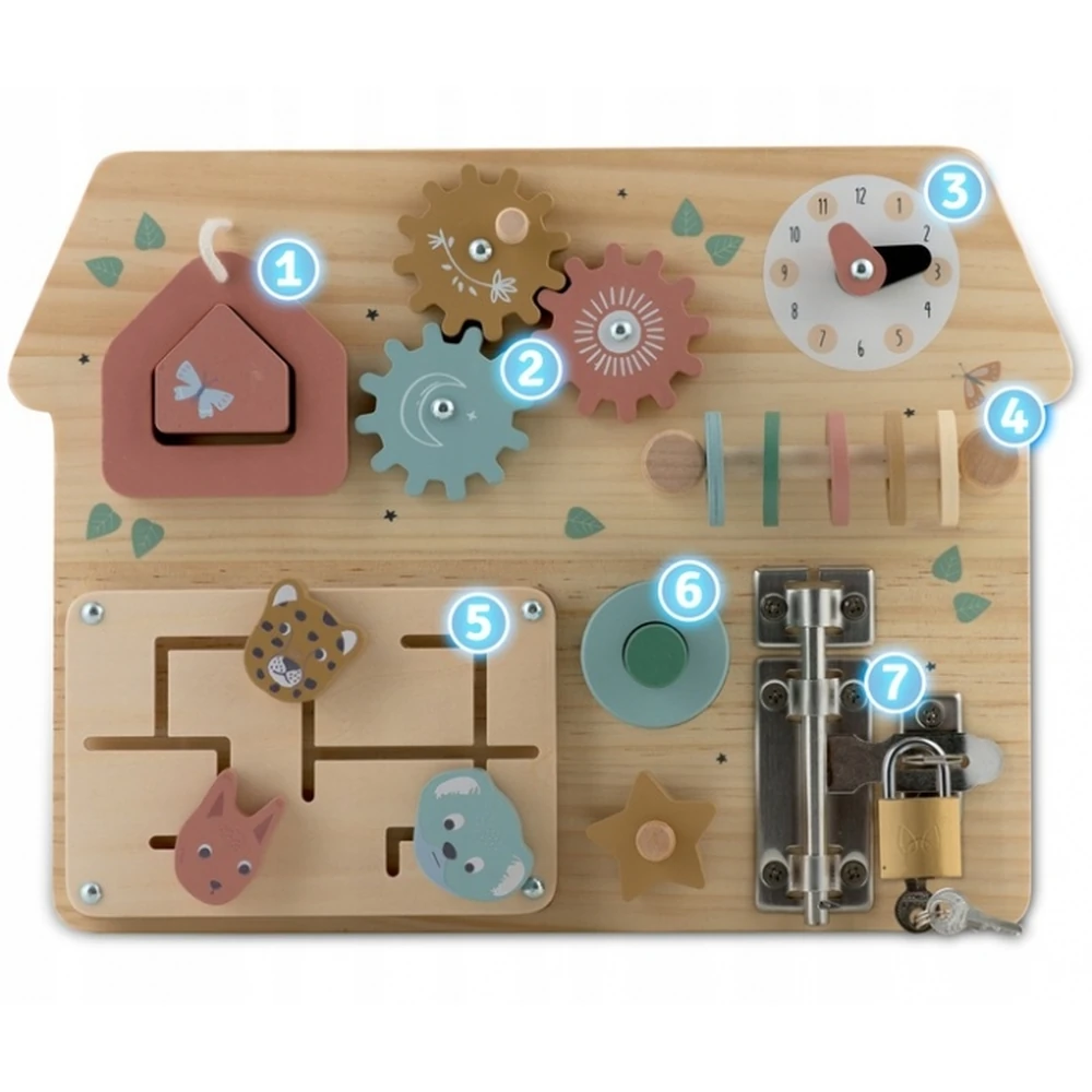 Tabla educationala din lemn cu diverse activitati, 32.5 x 24 cm, Nukido [4]