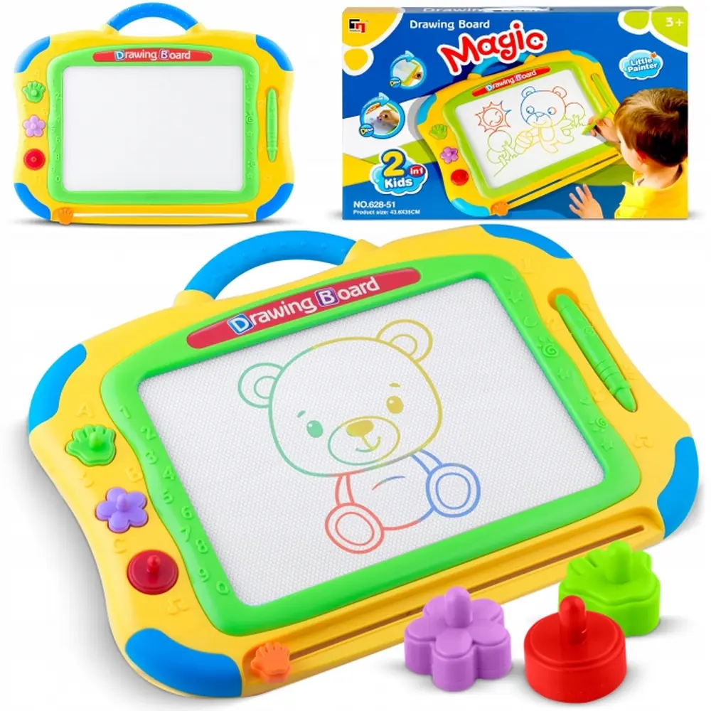 Tabla magnetica pentru desenat cu accesorii incluse Ricokids - Galben [5]