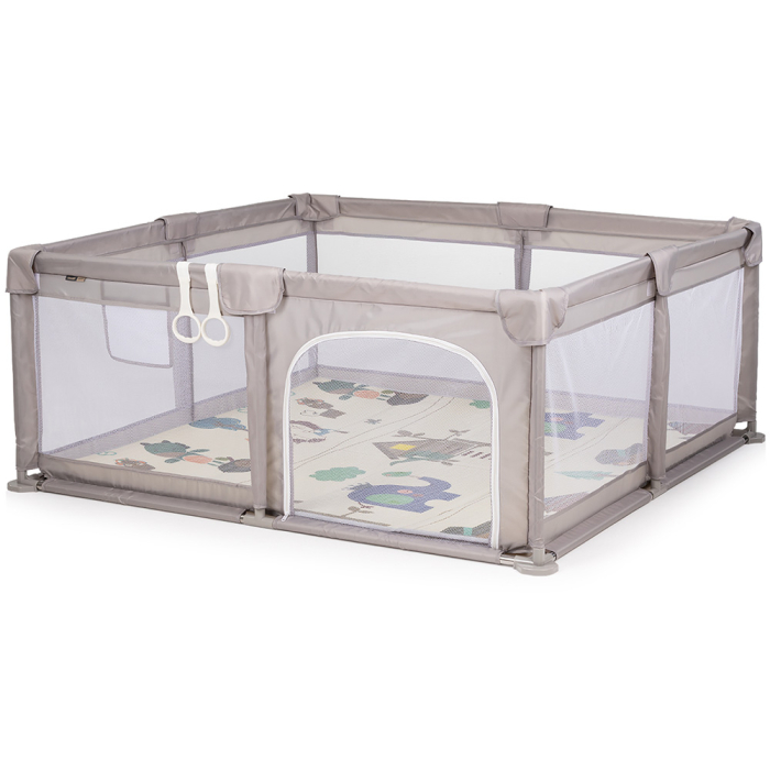 Tarc de joaca Chipolino Sienna 150x150x68 cm, Include geanta de transport, Din plasa, Intrare laterala cu fermoar, 1-5 ani, Beige [2]