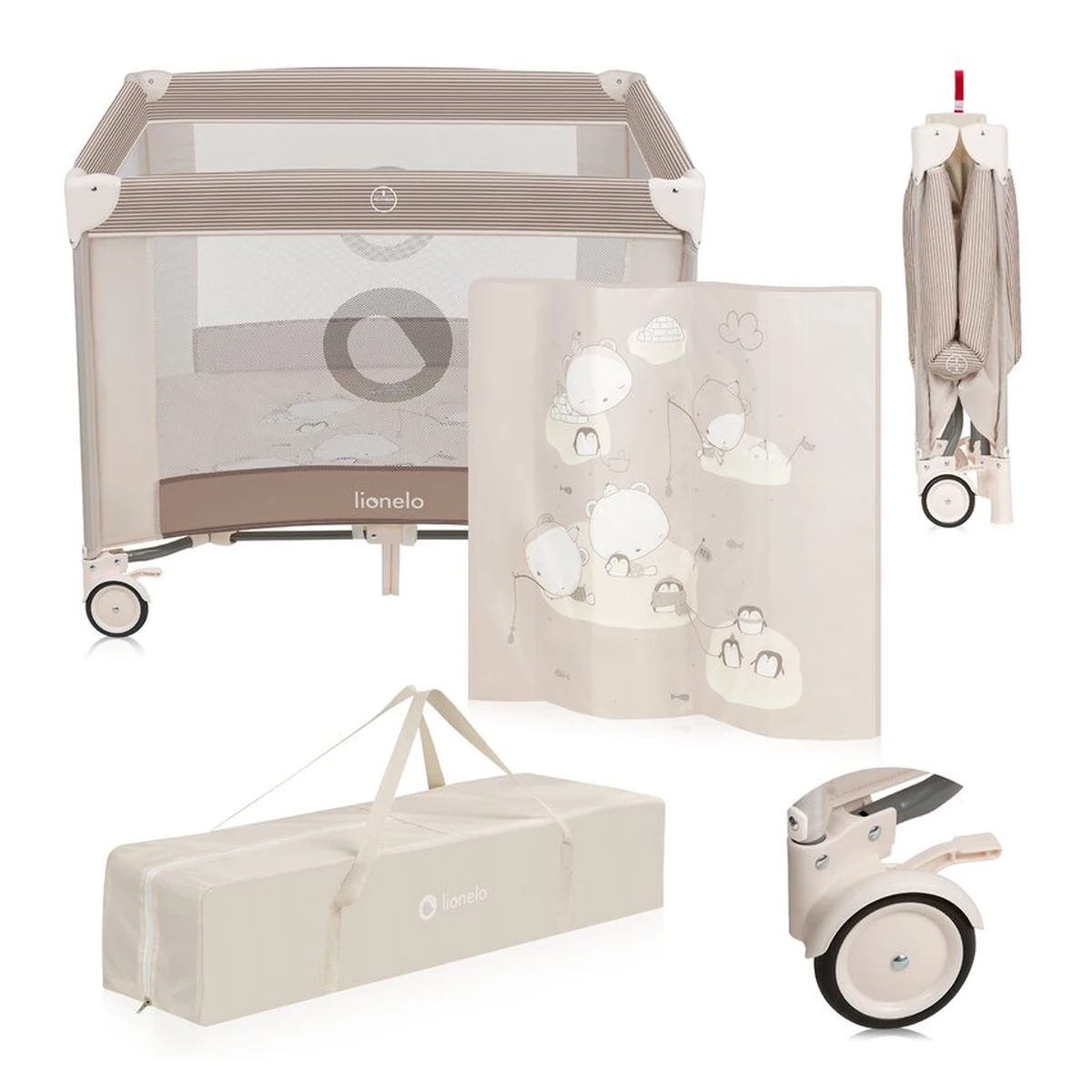 Tarc de joaca copii, Lionelo, Bonnie, Pana la 15 kg, 100 x 100 cm, Beige Sand [15]