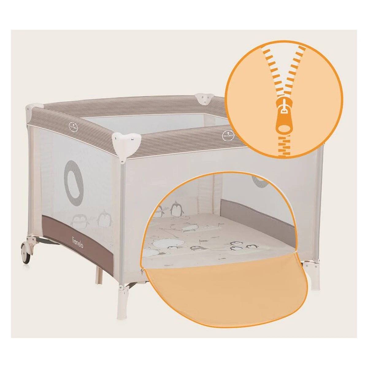 Tarc de joaca copii, Lionelo, Bonnie, Pana la 15 kg, 100 x 100 cm, Beige Sand [20]