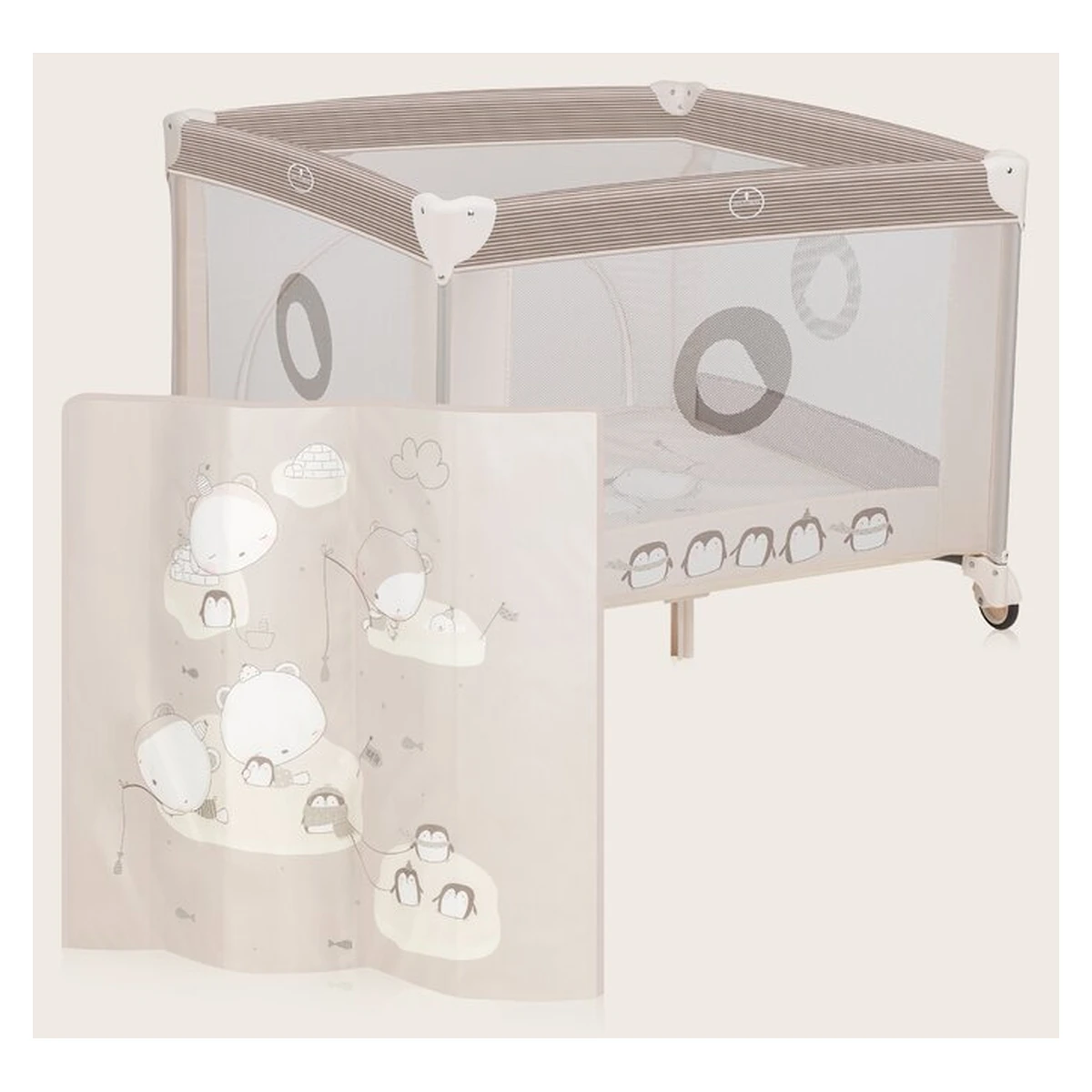 Tarc de joaca copii, Lionelo, Bonnie, Pana la 15 kg, 100 x 100 cm, Beige Sand [17]