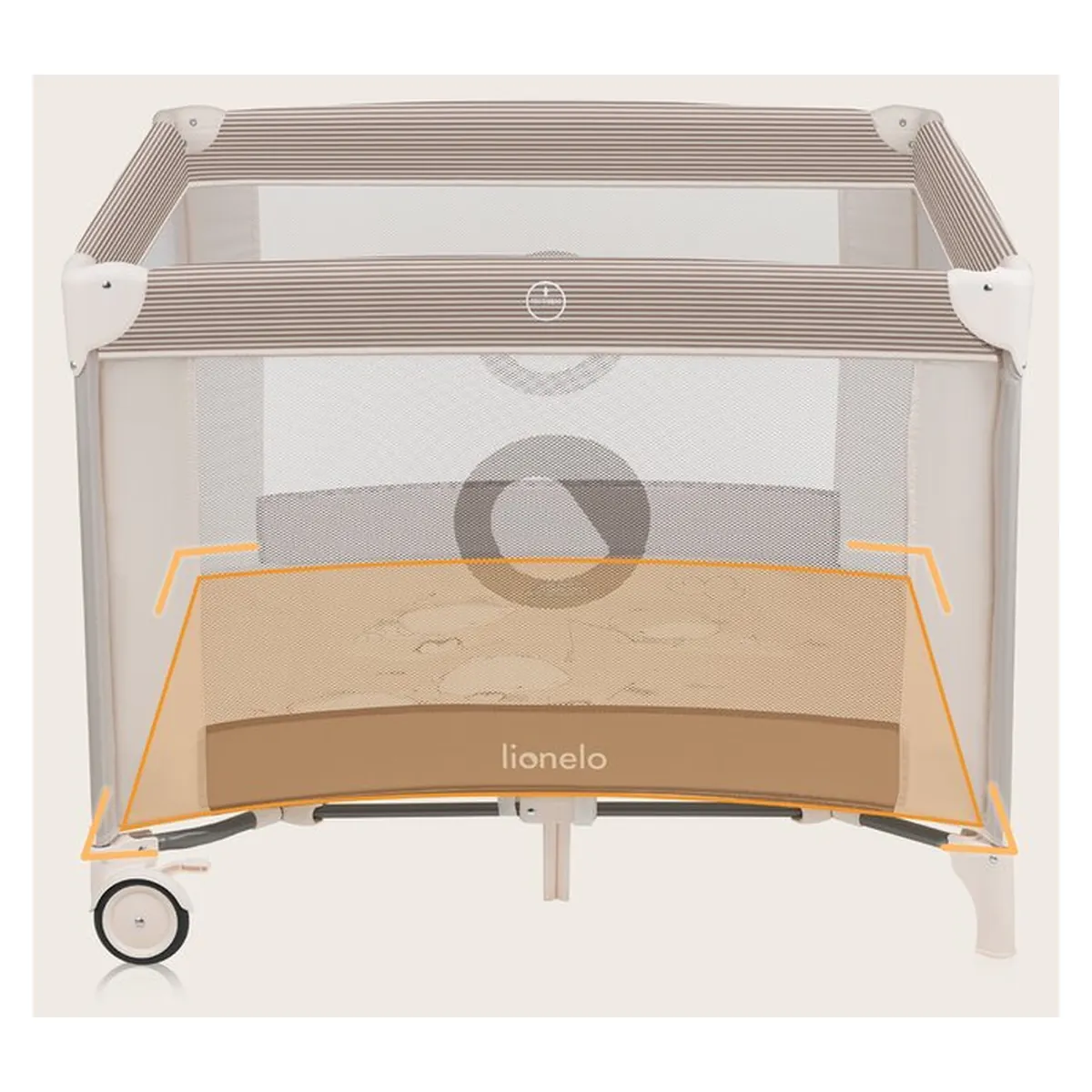 Tarc de joaca copii, Lionelo, Bonnie, Pana la 15 kg, 100 x 100 cm, Beige Sand [16]