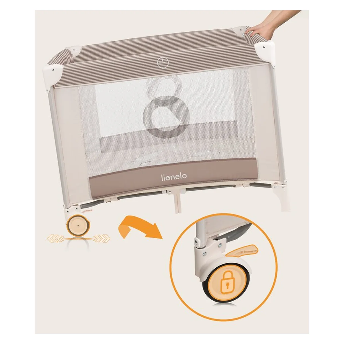 Tarc de joaca copii, Lionelo, Bonnie, Pana la 15 kg, 100 x 100 cm, Beige Sand [18]