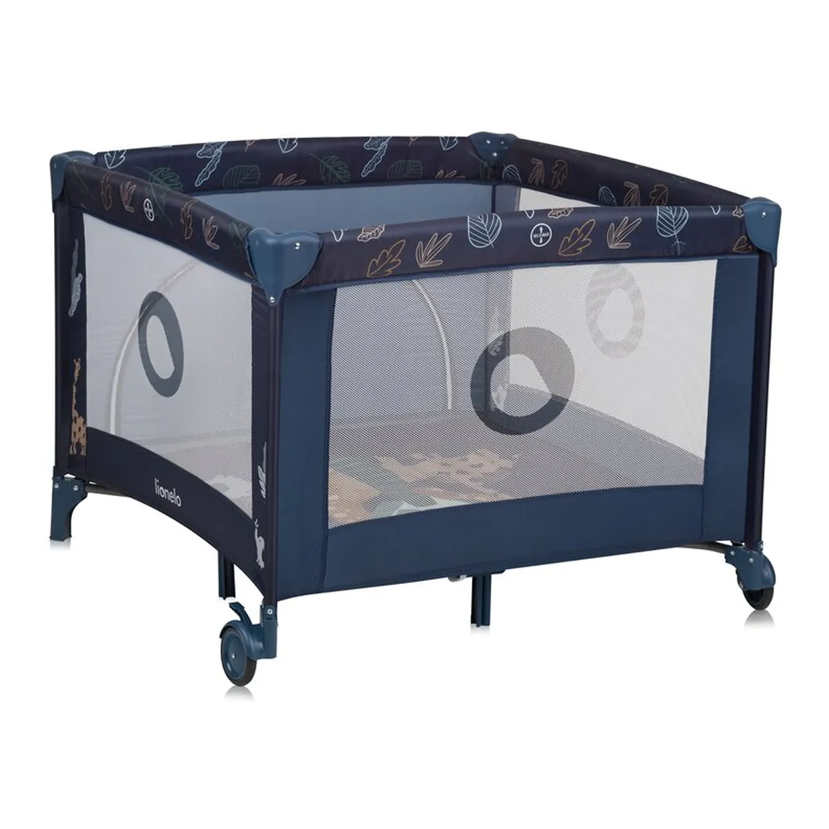 Tarc de joaca copii, Lionelo, Bonnie, Pana la 15 kg, 100 x 100 cm, Cu roti, Cu salteluta din spuma, Albastru [7]