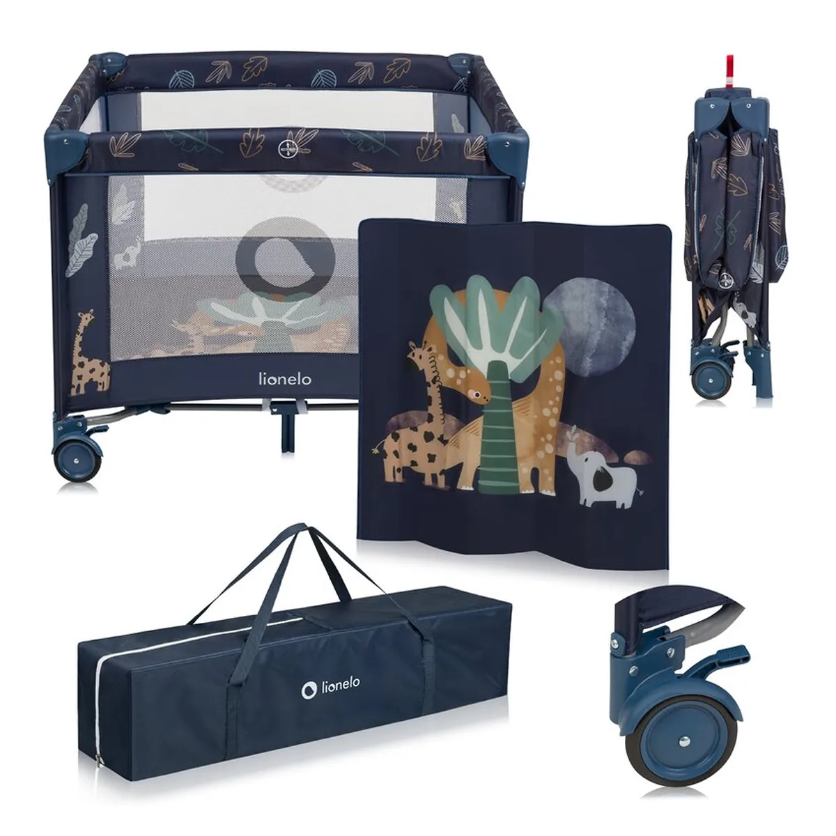 Tarc de joaca copii, Lionelo, Bonnie, Pana la 15 kg, 100 x 100 cm, Cu roti, Cu salteluta din spuma, Albastru [15]