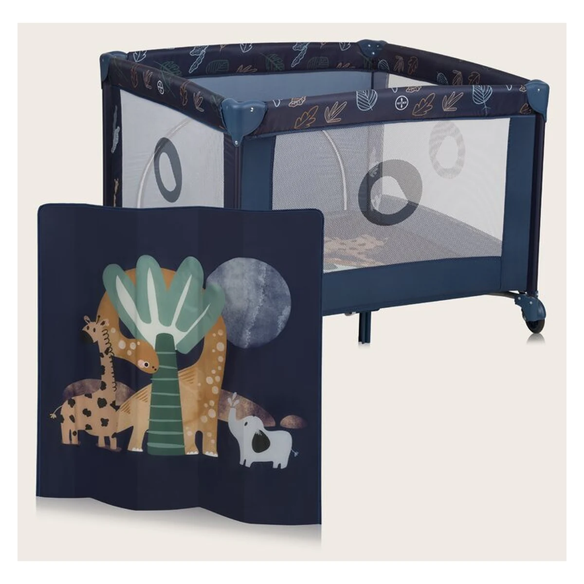 Tarc de joaca copii, Lionelo, Bonnie, Pana la 15 kg, 100 x 100 cm, Cu roti, Cu salteluta din spuma, Albastru [17]