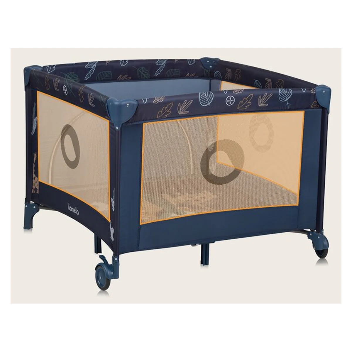 Tarc de joaca copii, Lionelo, Bonnie, Pana la 15 kg, 100 x 100 cm, Cu roti, Cu salteluta din spuma, Albastru [19]