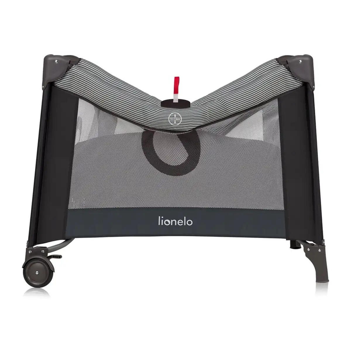 Tarc de joaca copii, Lionelo, Bonnie, Pana la 15 kg, 100 x 100 cm, Cu roti, salteluta din spuma, Gri inchis [4]