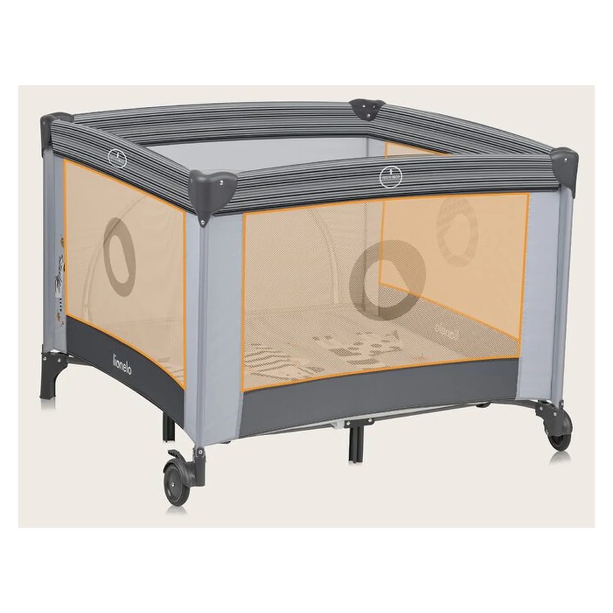 Tarc de joaca copii, Lionelo, Bonnie, Pana la 15 kg, 100 x 100 cm, Grey Stone [19]