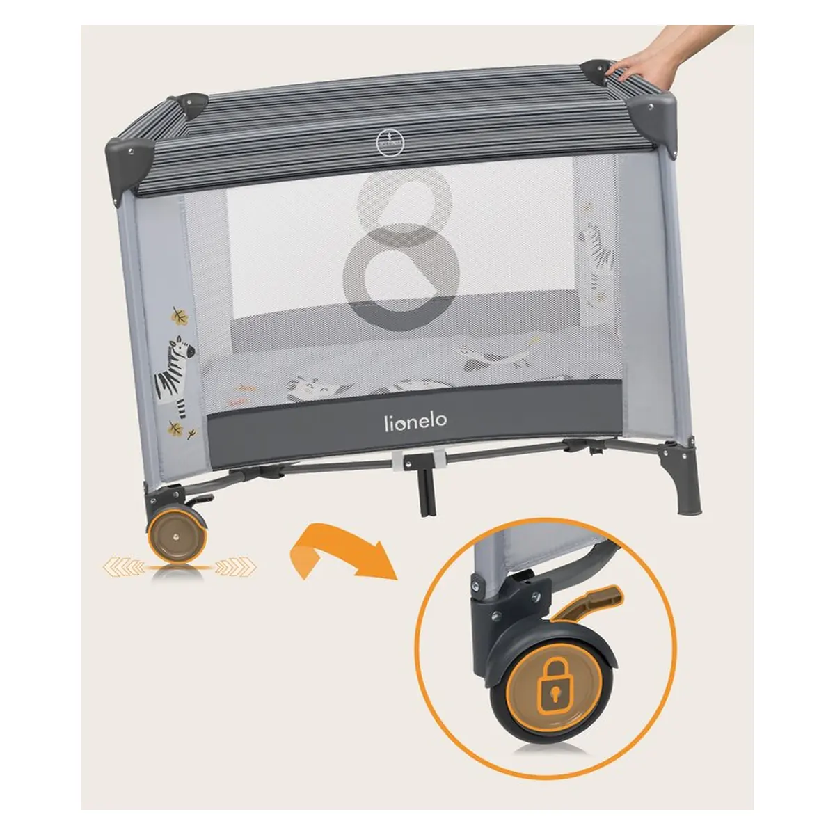 Tarc de joaca copii, Lionelo, Bonnie, Pana la 15 kg, 100 x 100 cm, Grey Stone [18]