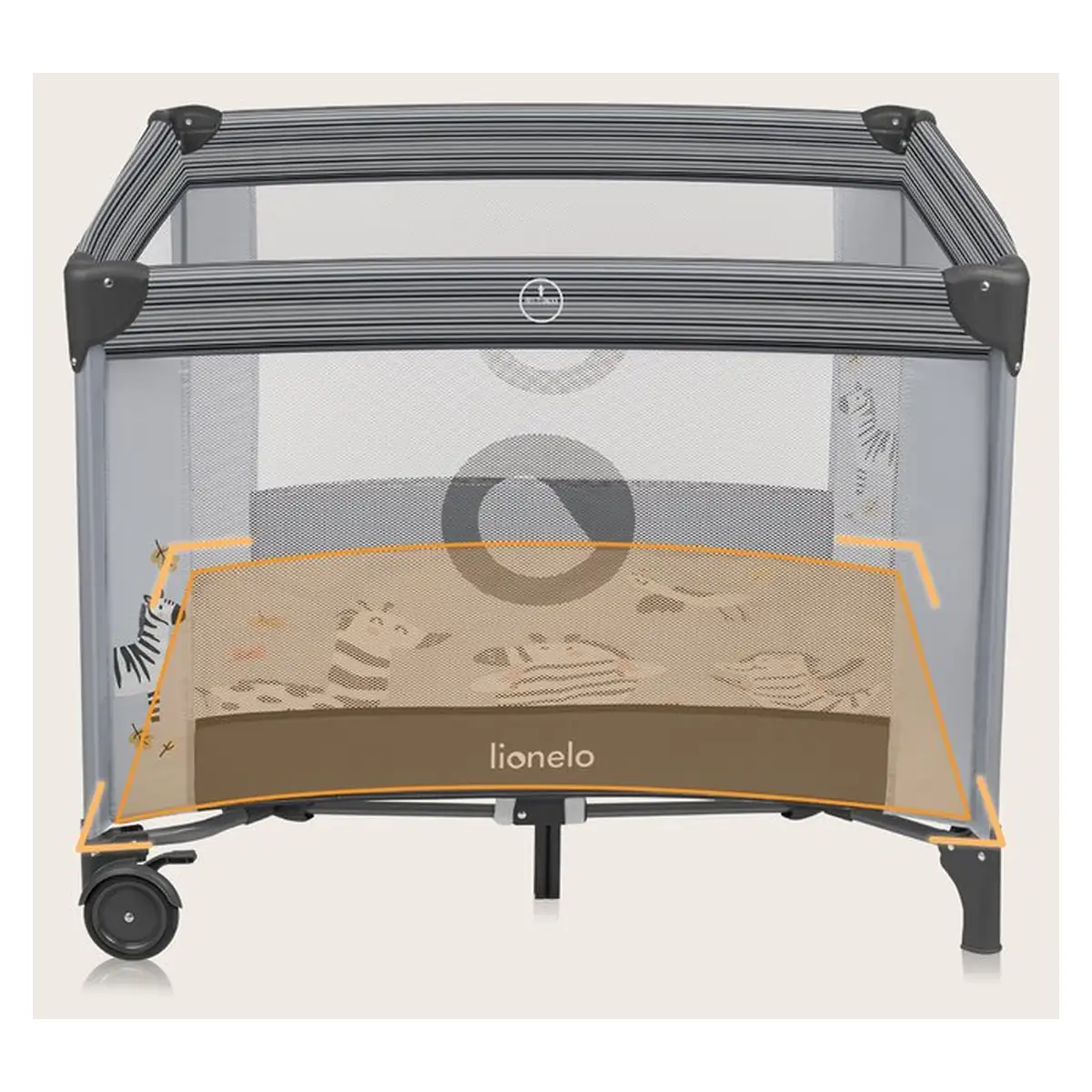 Tarc de joaca copii, Lionelo, Bonnie, Pana la 15 kg, 100 x 100 cm, Grey Stone [16]