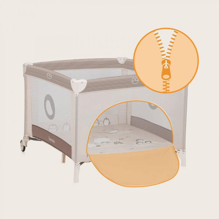 Tarc de joaca copii, Lionelo, Bonnie, Pana la 15 kg, 100 x 100 cm, Beige Sand [19]