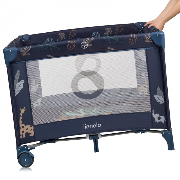 Tarc de joaca copii, Lionelo, Bonnie, Pana la 15 kg, 100 x 100 cm, Cu roti, Cu salteluta din spuma, Albastru [5]