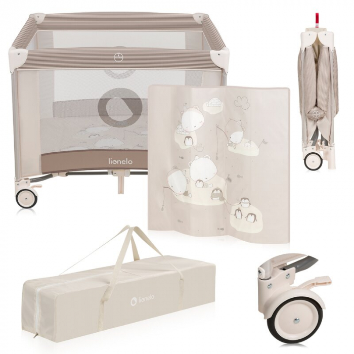 Tarc de joaca copii, Lionelo, Bonnie, Pana la 15 kg, 100 x 100 cm, Beige Sand [14]