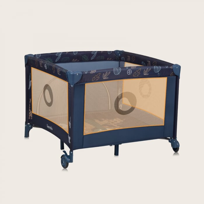 Tarc de joaca copii, Lionelo, Bonnie, Pana la 15 kg, 100 x 100 cm, Cu roti, Cu salteluta din spuma, Albastru [18]