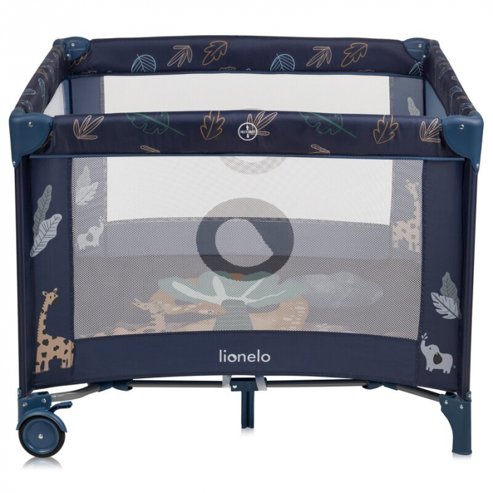 Tarc de joaca copii, Lionelo, Bonnie, Pana la 15 kg, 100 x 100 cm, Cu roti, Cu salteluta din spuma, Albastru [2]