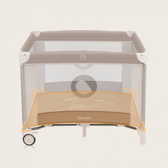 Tarc de joaca copii, Lionelo, Bonnie, Pana la 15 kg, 100 x 100 cm, Beige Sand [15]
