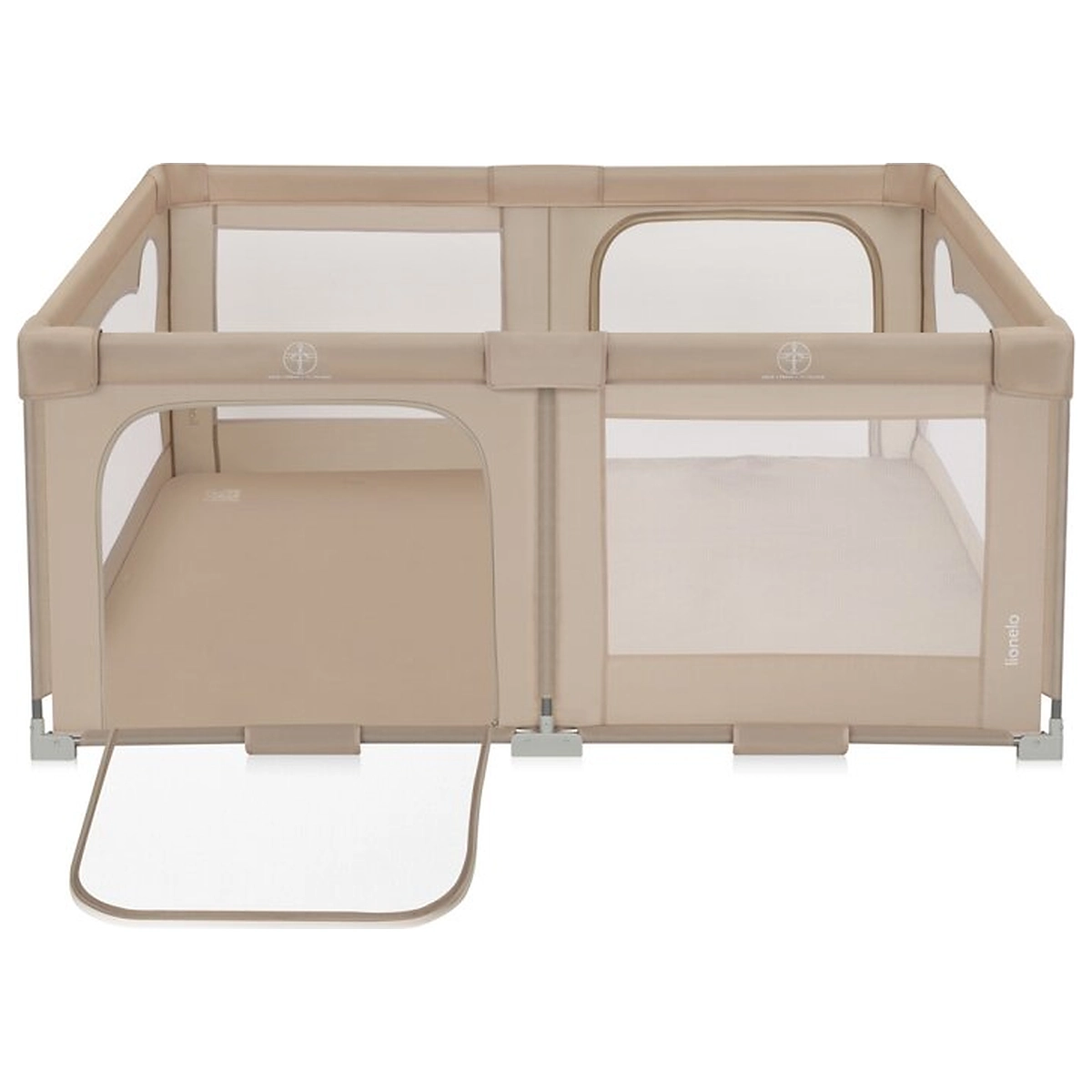 Tarc de joaca copii, Lionelo, Florence Easy Fold, 150 x 180 x 75 cm, Pliere, depliere automata, Include geanta de transport, Din plasa, Cu doua intrari laterale, 0-48 luni, [4]