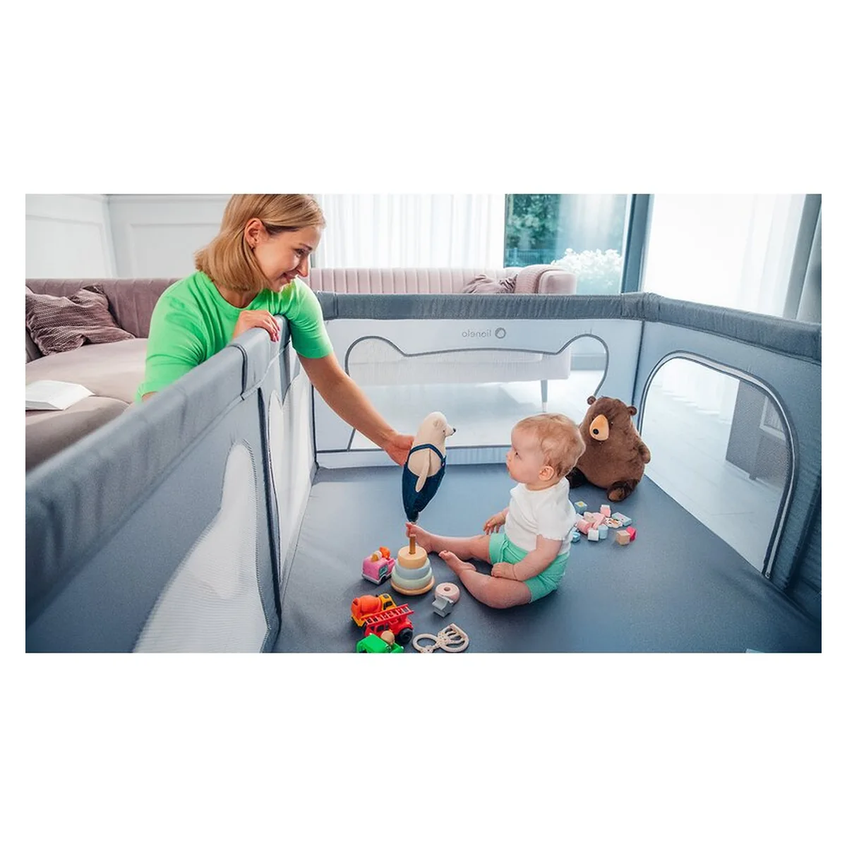 Tarc de joaca copii, Lionelo, Willow, 127 x 187 cm, Cu doua intrari laterale si fermoar [24]