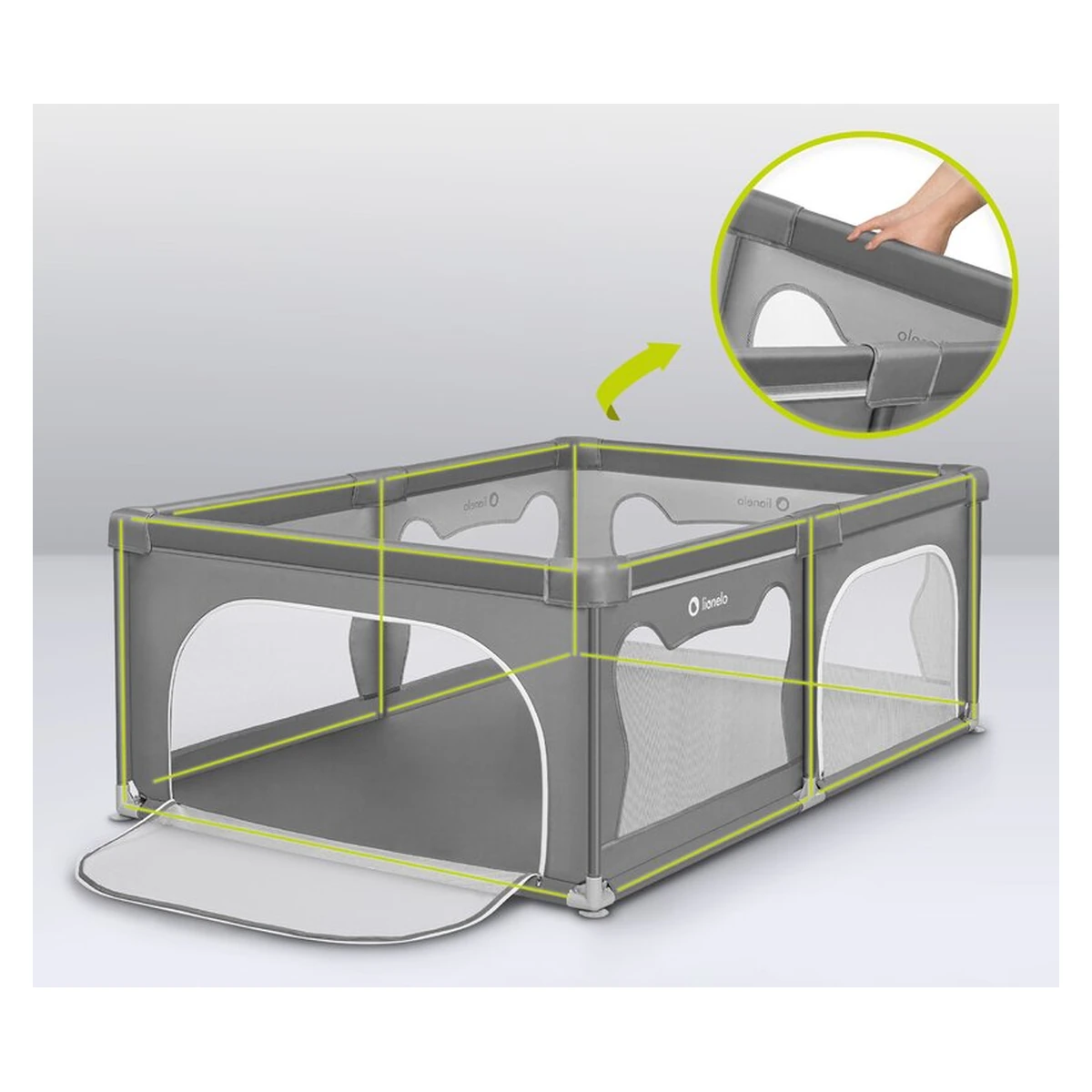 Tarc de joaca copii, Lionelo, Willow, 127 x 187 cm, Cu doua intrari laterale si fermoar [21]