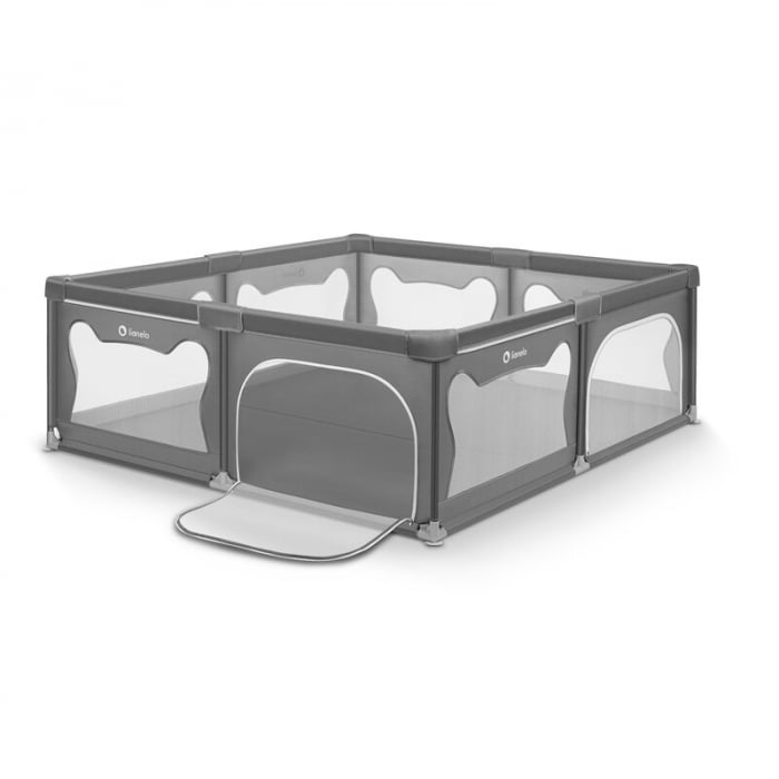 Tarc de joaca copii, Lionelo, Willow XL,180 x 200 cm, Pliere compacta, Include geanta de transport, Din plasa, Cu doua intrari laterale si fermoar, Cu ventuze pentru stabilitate, Conform cu EN 12227:2 [3]
