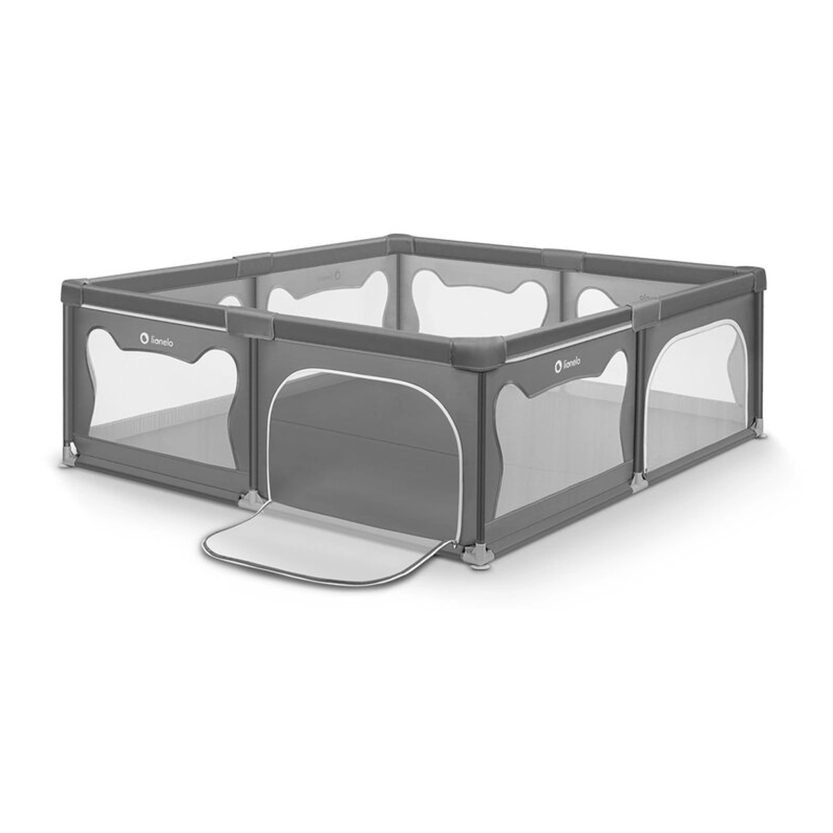 Tarc de joaca copii, Lionelo, Willow XL,180 x 200 cm, Pliere compacta, Include geanta de transport, Din plasa, Cu doua intrari laterale si fermoar, Cu ventuze pentru stabilitate, Conform cu EN 12227:2 [4]