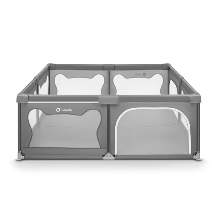 Tarc de joaca copii, Lionelo, Willow XL,180 x 200 cm, Pliere compacta, Include geanta de transport, Din plasa, Cu doua intrari laterale si fermoar, Cu ventuze pentru stabilitate, Conform cu EN 12227:2 [4]