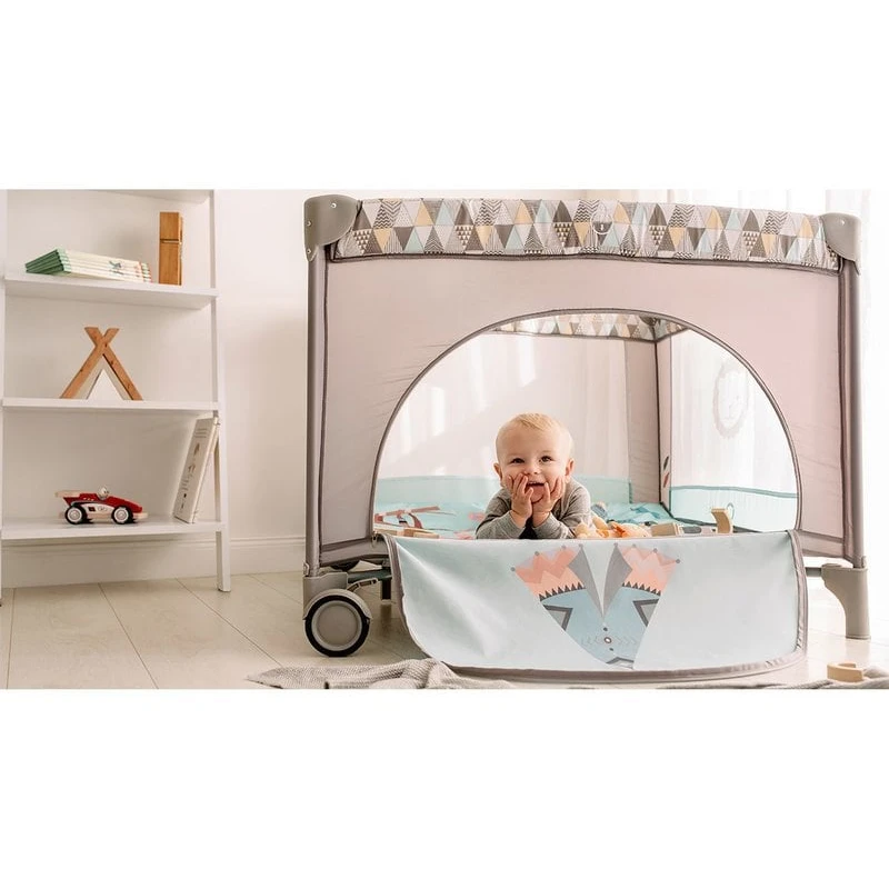 Lionelo - Tarc de joaca Lene, Cu roti, Cu intrare laterala cu fermoar, 100 x 100 cm, Conform cu standardul europeane de securitate EN12227, Grey Scandi [5]